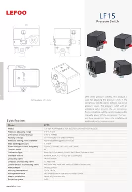 Interruptor de presión del compresor de aire LF15