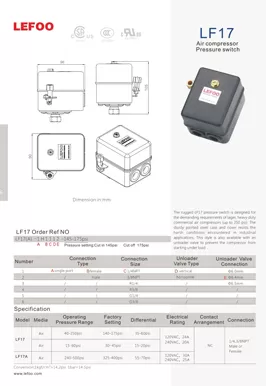Interruptor de presión del compresor de aire LF17