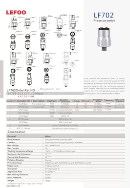 Interruptor de presión de diafragma LF702