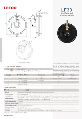 Interruptor diferencial de presión de aire LF30