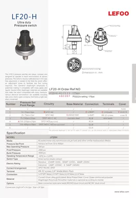 Interruptor de alta presión sin diferencial LF20-H