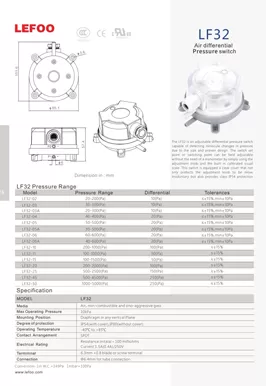 Interruptor de presión de aire diferencial HVAC LF32