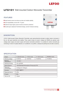 LEFOO LFG101 Transmisor de monóxido de carbono montado en la pared