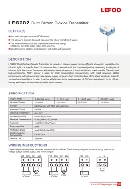 LEFOO LFG202 Conducto Transmisor de dióxido de carbono