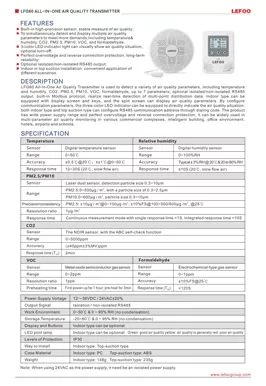 LEFOO LFG60 transmisor de calidad de aire todo en uno