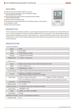 Controlador de temperatura y humedad LEFOO LFH21