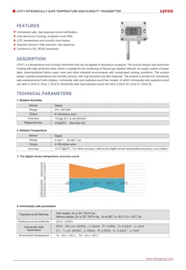 LEFOO LFH71 Transmisor de temperatura y humedad intrínsecamente seguro