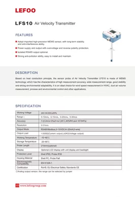 LEFOO LFS10 Transmisor de velocidad de aire