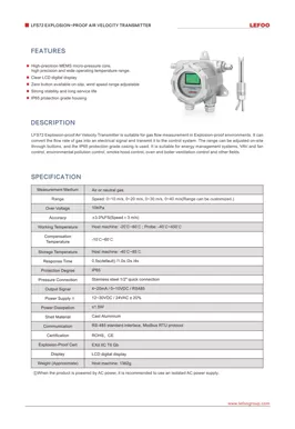 LEFOO LFS72 Transmisor de velocidad de aire a prueba de explosiones