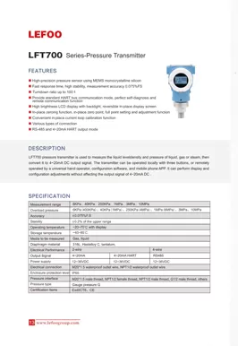 Transmisor de presión inteligente LEFOO LFT700 Series