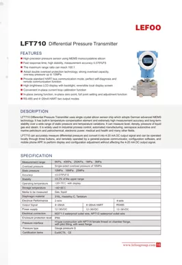 Transmisor de presión diferencial inteligente LEFOO LFT710 Series