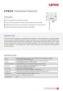 LEFOO LFW10 Transmisor de Temperatura