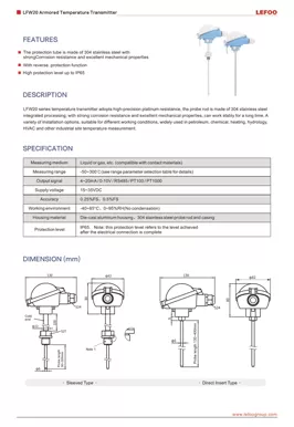 LEFOO LFW20 transmisor de temperatura blindado