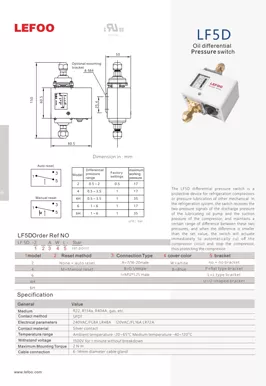 Interruptor de presión diferencial de aceite del sistema de refrigeración LF5D