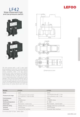 Dispensadores de agua Interruptor de alta y baja presión LF42